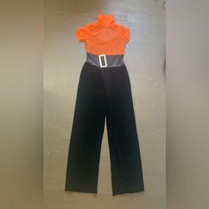Art Stone Elegant Orange and Black Jumpsuit Stage Outfit Women’s Small
